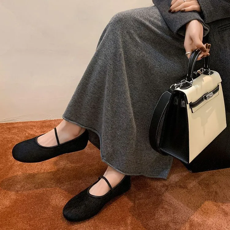Spring round-toe flat heel low-cut single shoes, black and burgundy comfortable women's shoes