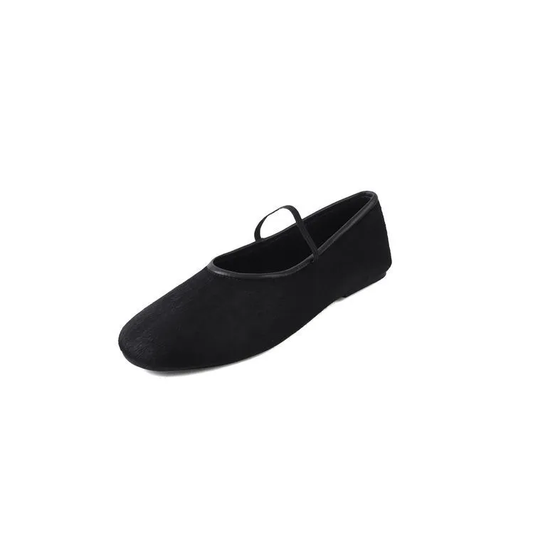 Spring round-toe flat heel low-cut single shoes, black and burgundy comfortable women's shoes