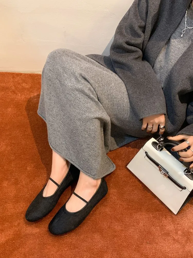 Spring round-toe flat heel low-cut single shoes, black and burgundy comfortable women's shoes