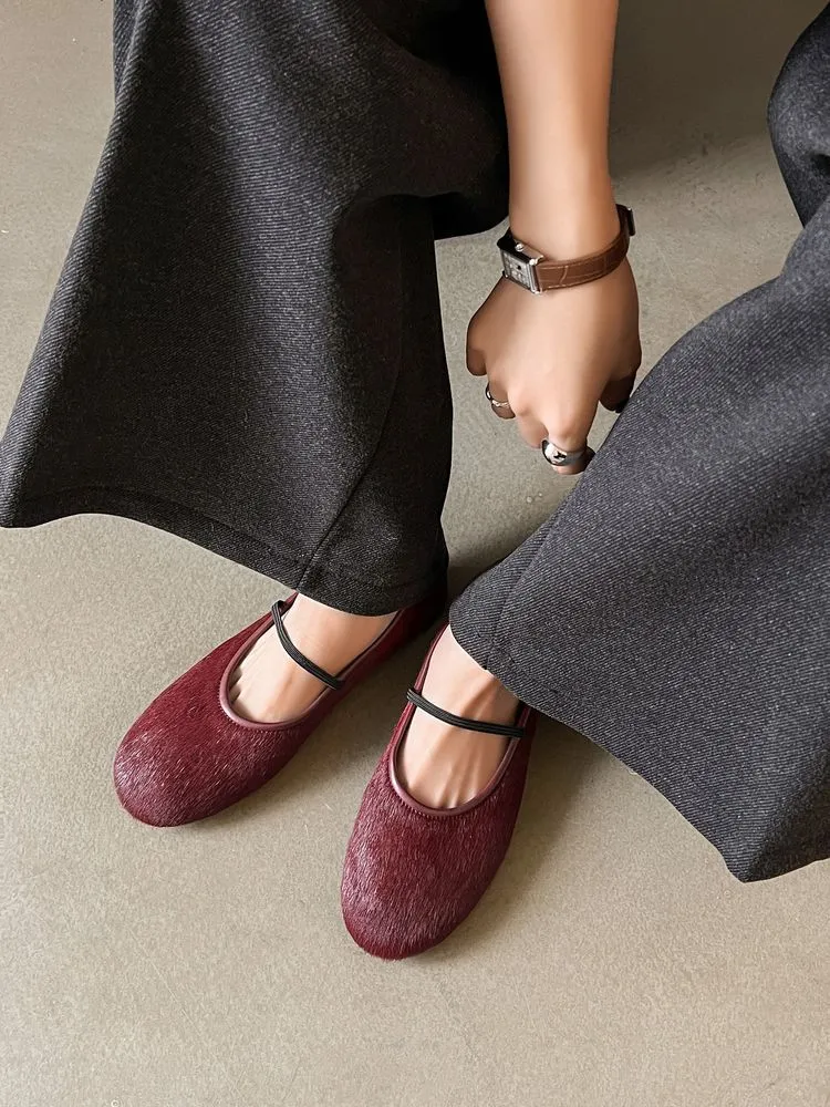 Spring round-toe flat heel low-cut single shoes, black and burgundy comfortable women's shoes