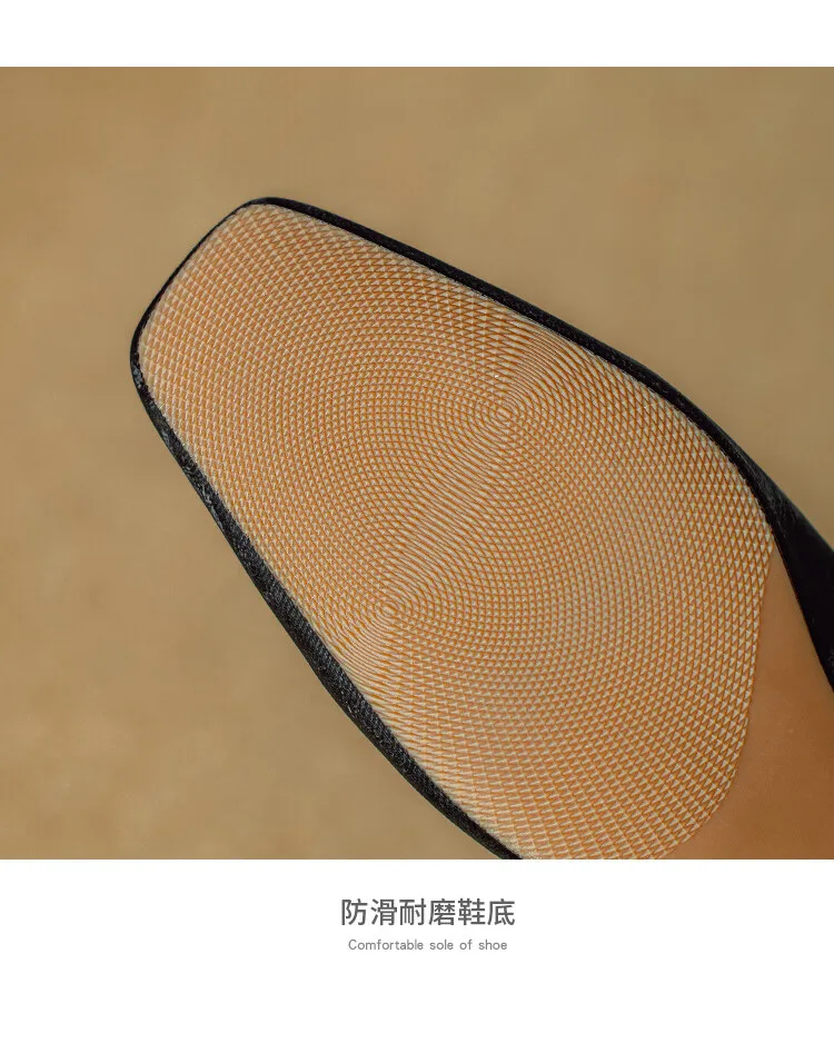 Spring square-toe chunky heel high-heeled low-cut single shoes, new Chinese style, comfortable cowhide women's shoes