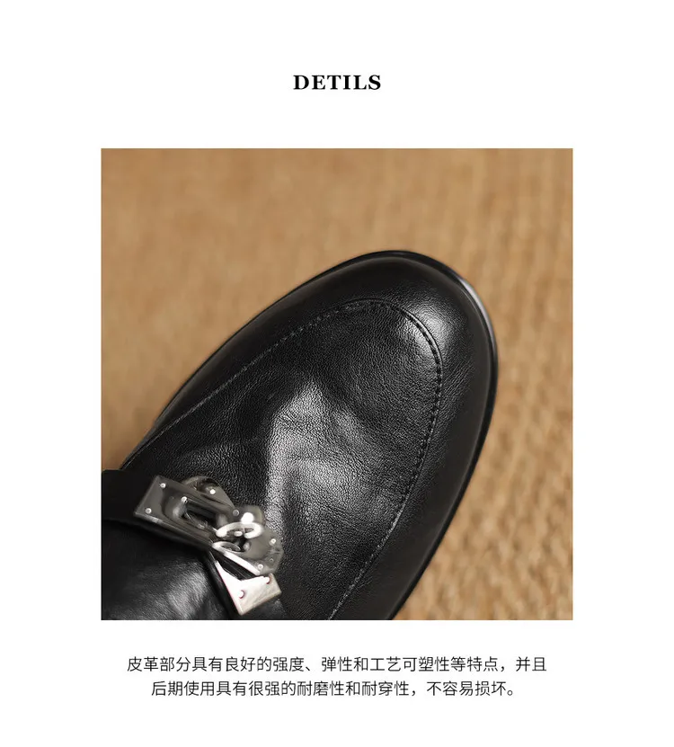 Spring round-toe flat low-heeled single shoes, soft cowhide, comfortable casual women's shoes, plus size shoes