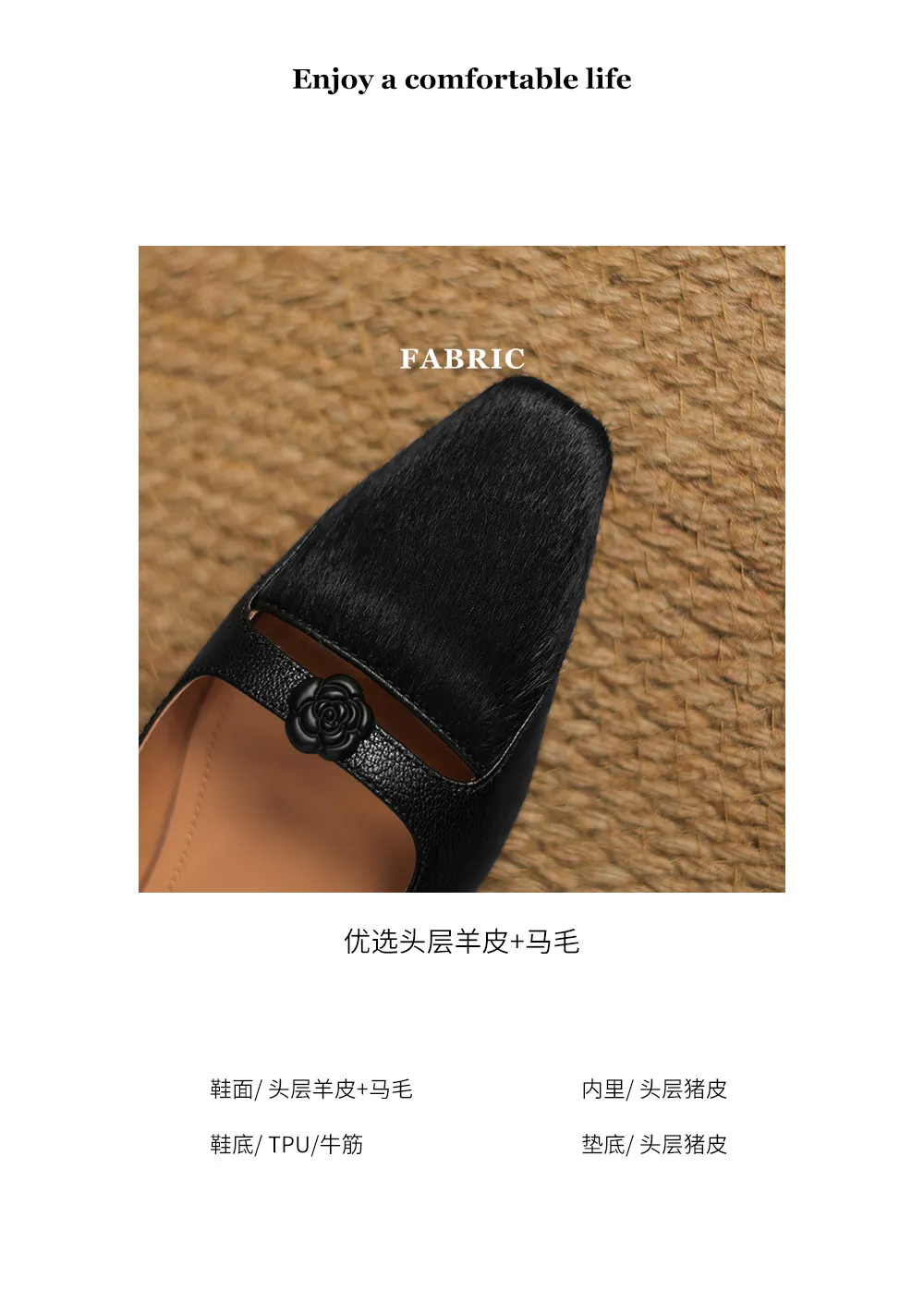Spring/Summer Wedge Heel Square Toe Low-Cut Sheepskin Fashionable Classic Women's Shoes in Black and Brown