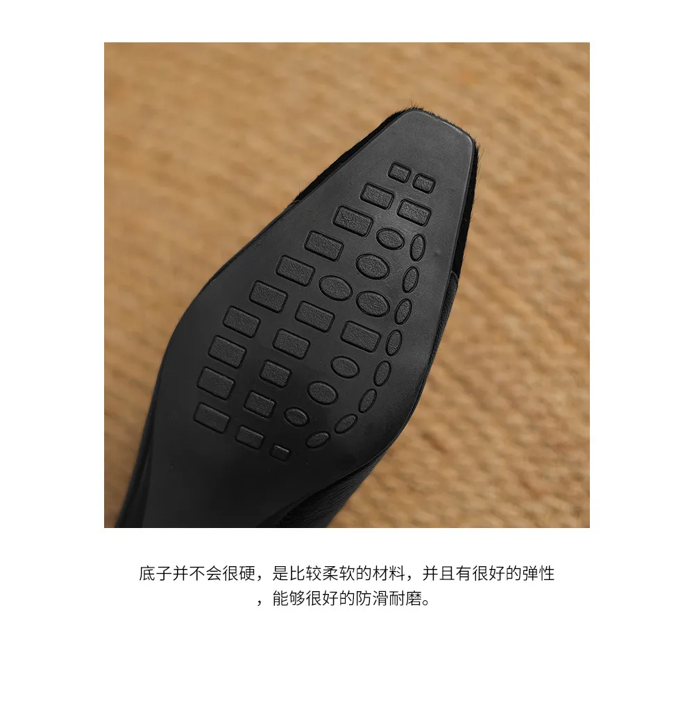 Spring/Summer Wedge Heel Square Toe Low-Cut Sheepskin Fashionable Classic Women's Shoes in Black and Brown