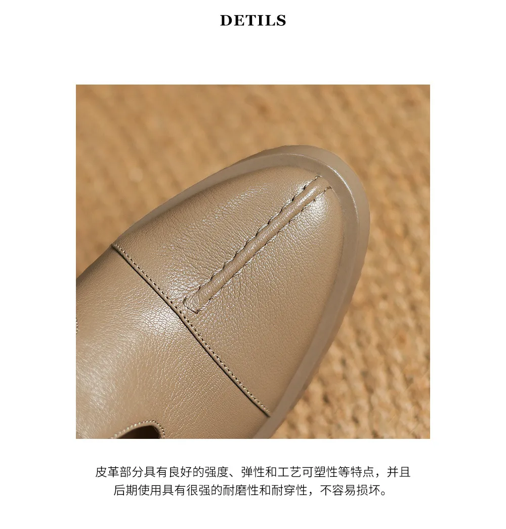 Spring/Summer Women's Round Toe Chunky Heel High Heel Buckle Shoes Comfortable and Soft Sheepskin Women's Shoes