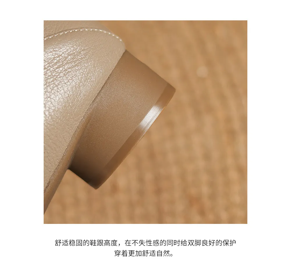Spring Women's Shoes: Square Toe, Chunky Heel, Low Heel, Comfortable Fashion Shoes in Off-White Sheepskin
