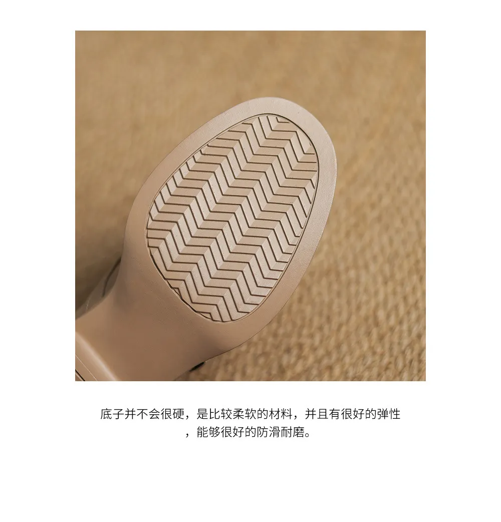 Spring/Summer Round Toe Platform Chunky Heel High-Heel Buckled Flats, Comfortable and Soft Lambskin Fashion Shoes
