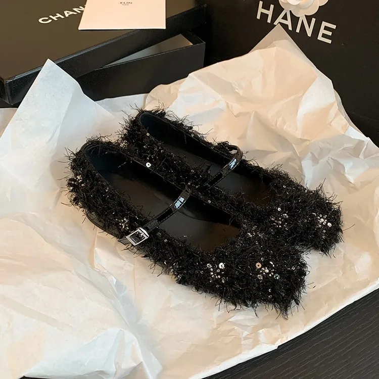 Spring/Summer Square Toe Flat Shoes with Hook and Loop Design, Comfortable and Trendy Women's Shoes, Black and Gray