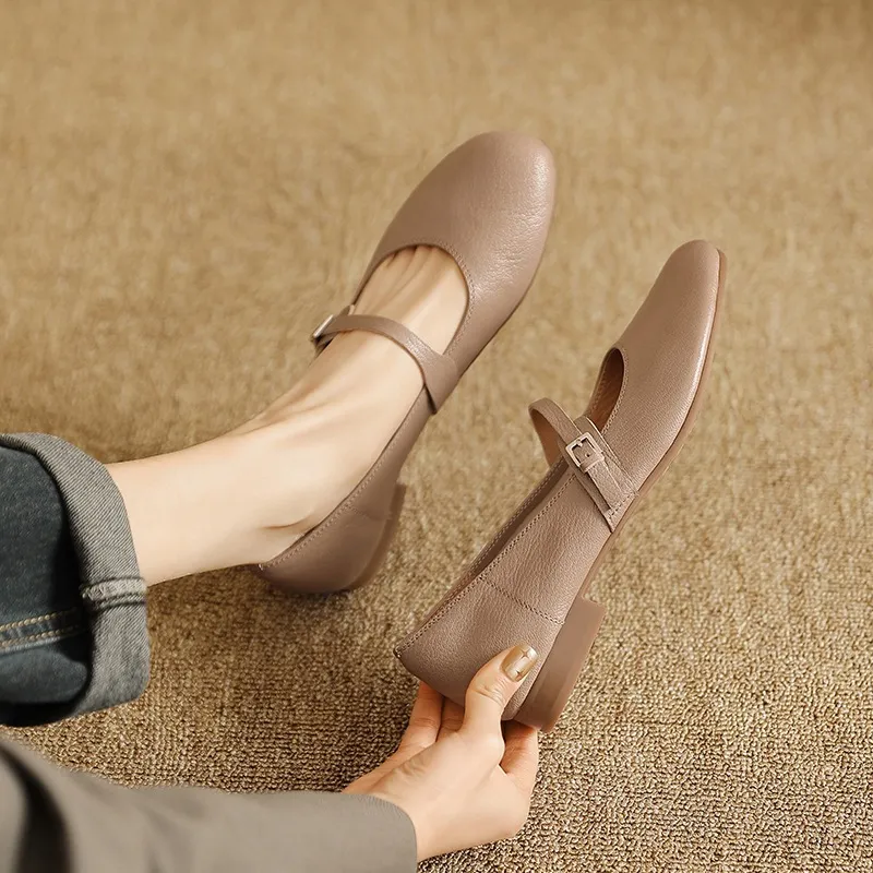 Spring/Summer Round Toe Flat Shoes, Sheepskin Color Block, Low Heel, Fashion Women's Shoes