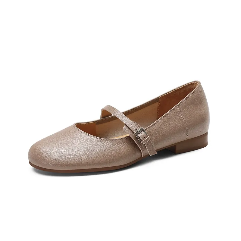 Spring/Summer Round Toe Flat Shoes, Sheepskin Color Block, Low Heel, Fashion Women's Shoes