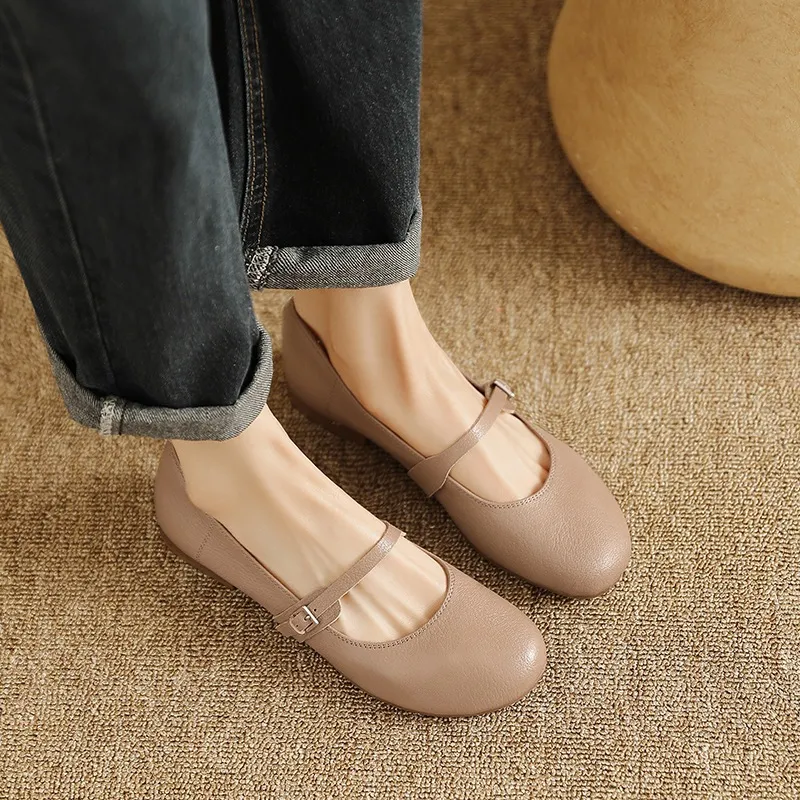 Spring/Summer Round Toe Flat Shoes, Sheepskin Color Block, Low Heel, Fashion Women's Shoes