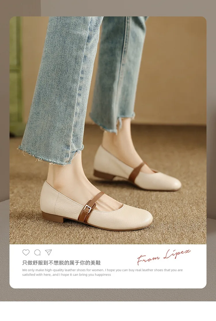 Spring/Summer Round Toe Flat Shoes, Sheepskin Color Block, Low Heel, Fashion Women's Shoes