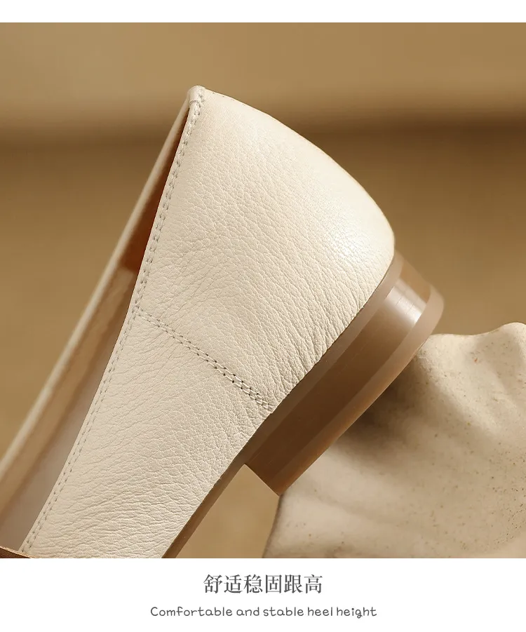 Spring/Summer Round Toe Flat Shoes, Sheepskin Color Block, Low Heel, Fashion Women's Shoes