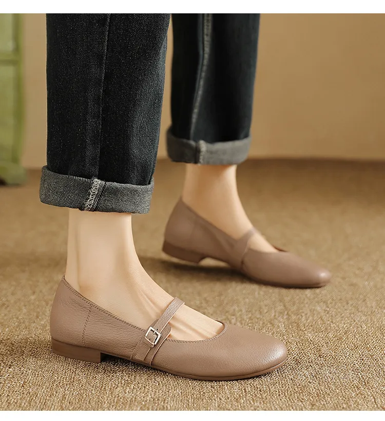 Spring/Summer Round Toe Flat Shoes, Sheepskin Color Block, Low Heel, Fashion Women's Shoes