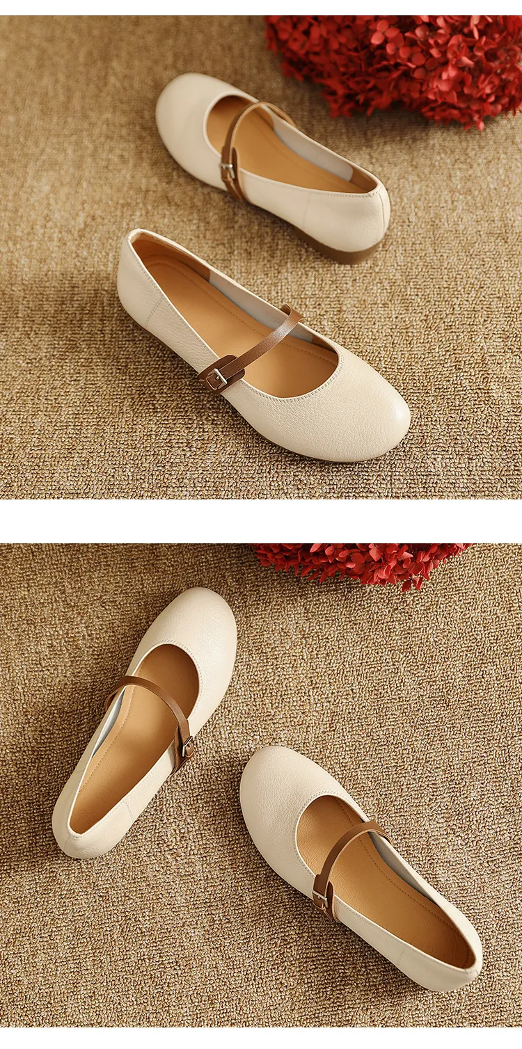 Spring/Summer Round Toe Flat Shoes, Sheepskin Color Block, Low Heel, Fashion Women's Shoes