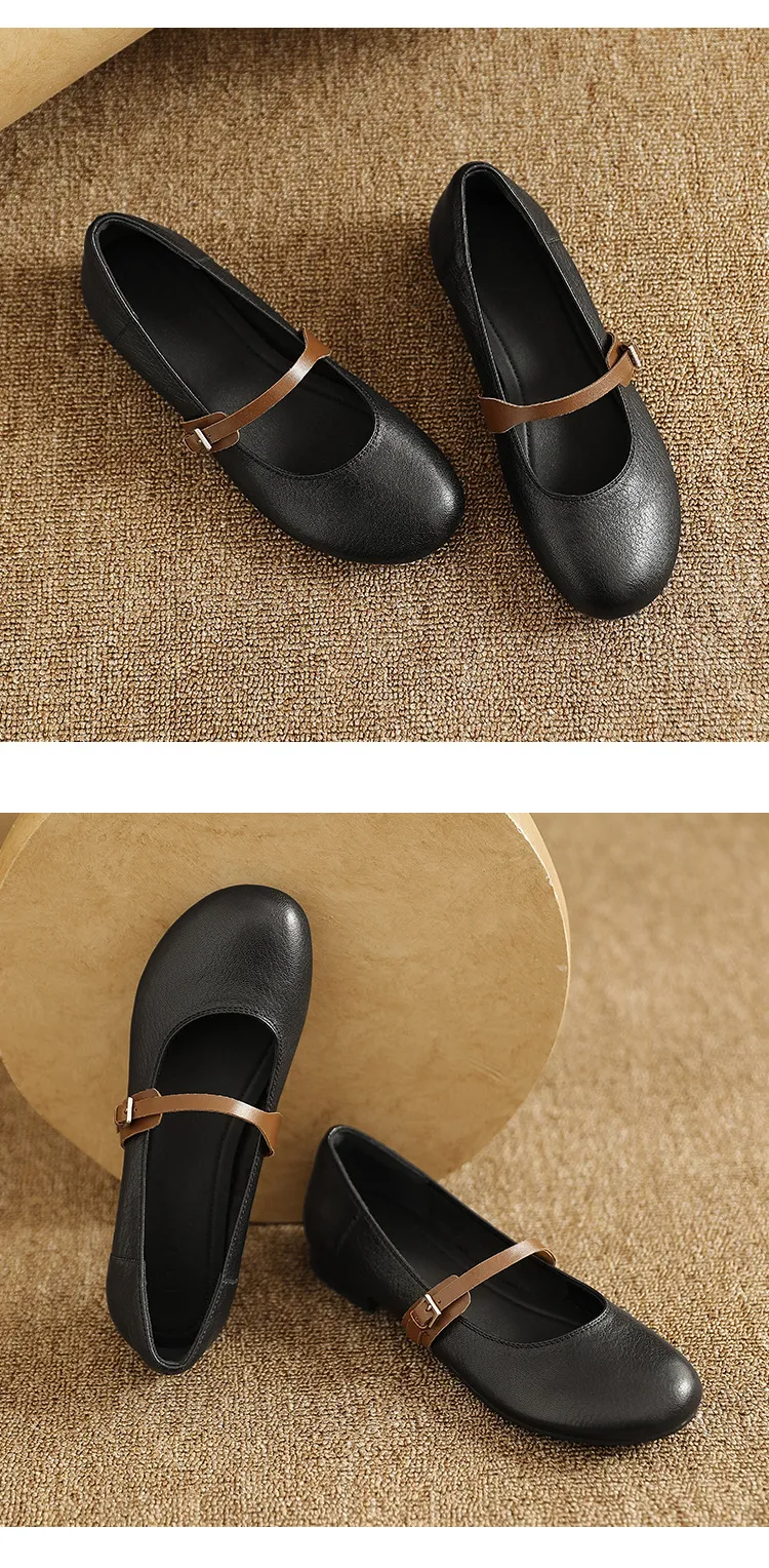 Spring/Summer Round Toe Flat Shoes, Sheepskin Color Block, Low Heel, Fashion Women's Shoes