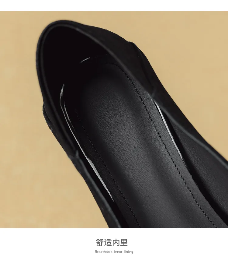 Women's spring fashion shoes, sheepskin, low-cut, square-toe, chunky heel, with bow.