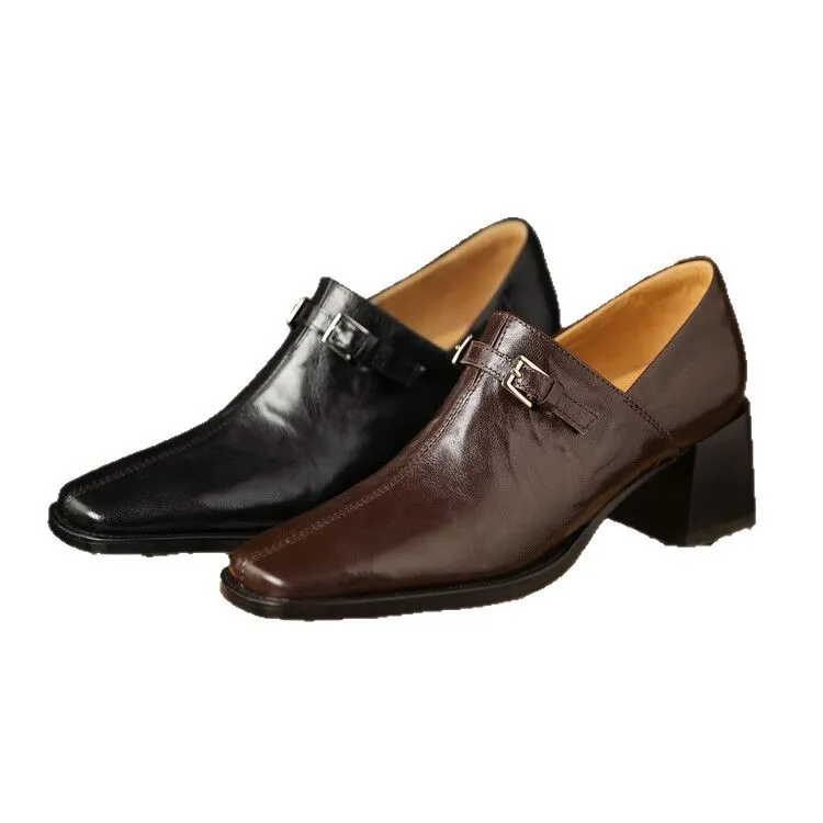 Spring single shoes, square toe, chunky heel, high heel, cuff, deep-cut fashion women's shoes, 22-25g