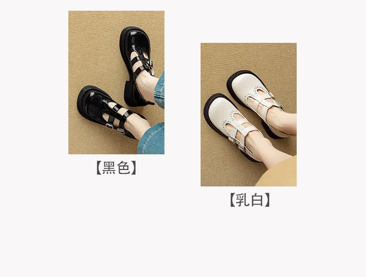 Spring and Autumn Round Toe Thick Sole Chunky Heel High Heel Single Shoes Women's Classic Leather Shoes