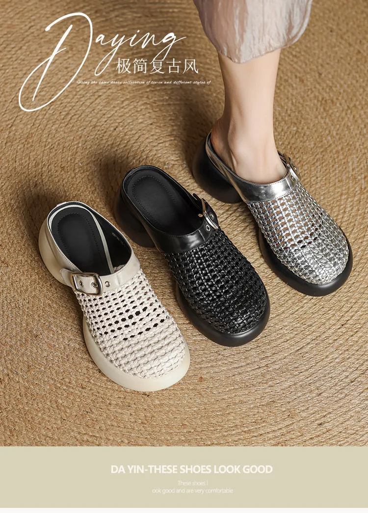 Featured Fashionable Silver Spring/Summer Round Toe Platform Sandals with Chunky Heels, Closed Toe, and Openwork - Comfortable Women's Shoes