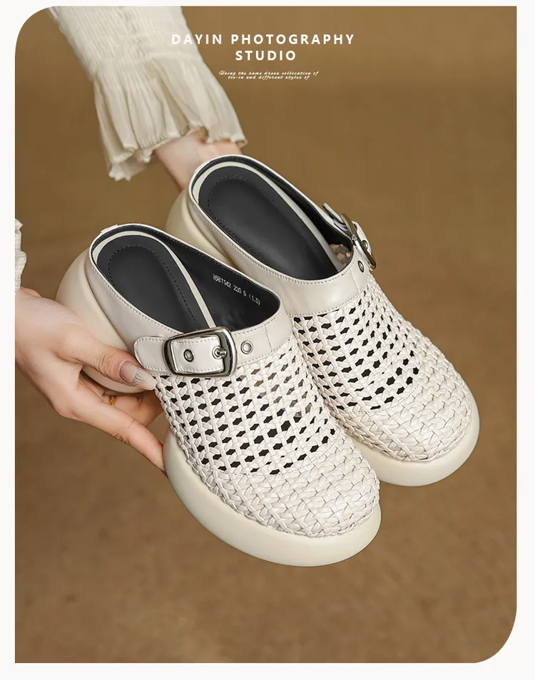 Featured Fashionable Silver Spring/Summer Round Toe Platform Sandals with Chunky Heels, Closed Toe, and Openwork - Comfortable Women's Shoes