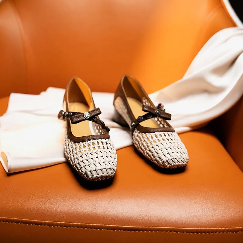 3cm chunky heel, sizes 33-42, summer openwork woven sandals, round toe, low heel, fashion women's shoes