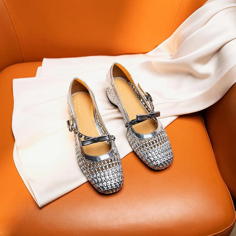 3cm chunky heel, sizes 33-42, summer openwork woven sandals, round toe, low heel, fashion women's shoes