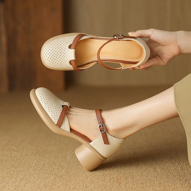 Spring/Summer Sandals, Chunky Heel, High Heel, Platform, Round Toe, Color Block Fashion Shoes, Women's Size 33-18b
