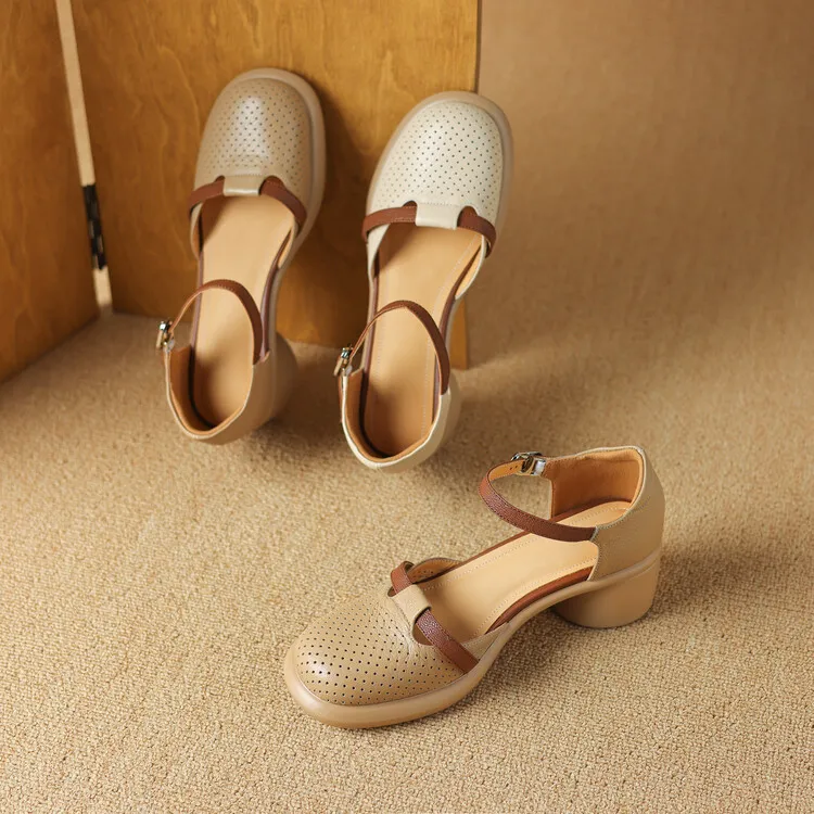Spring/Summer Sandals, Chunky Heel, High Heel, Platform, Round Toe, Color Block Fashion Shoes, Women's Size 33-18b