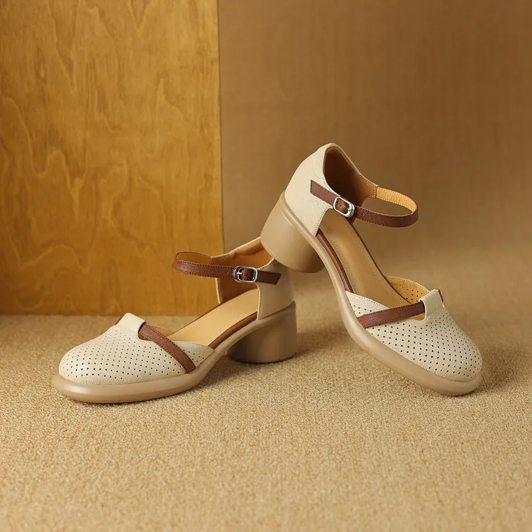 Spring/Summer Sandals, Chunky Heel, High Heel, Platform, Round Toe, Color Block Fashion Shoes, Women's Size 33-18b