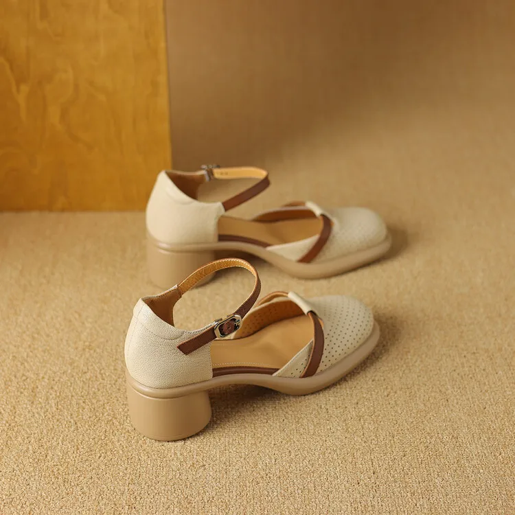 Spring/Summer Sandals, Chunky Heel, High Heel, Platform, Round Toe, Color Block Fashion Shoes, Women's Size 33-18b