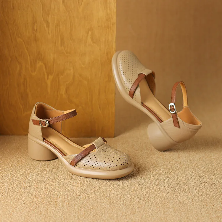 Spring/Summer Sandals, Chunky Heel, High Heel, Platform, Round Toe, Color Block Fashion Shoes, Women's Size 33-18b