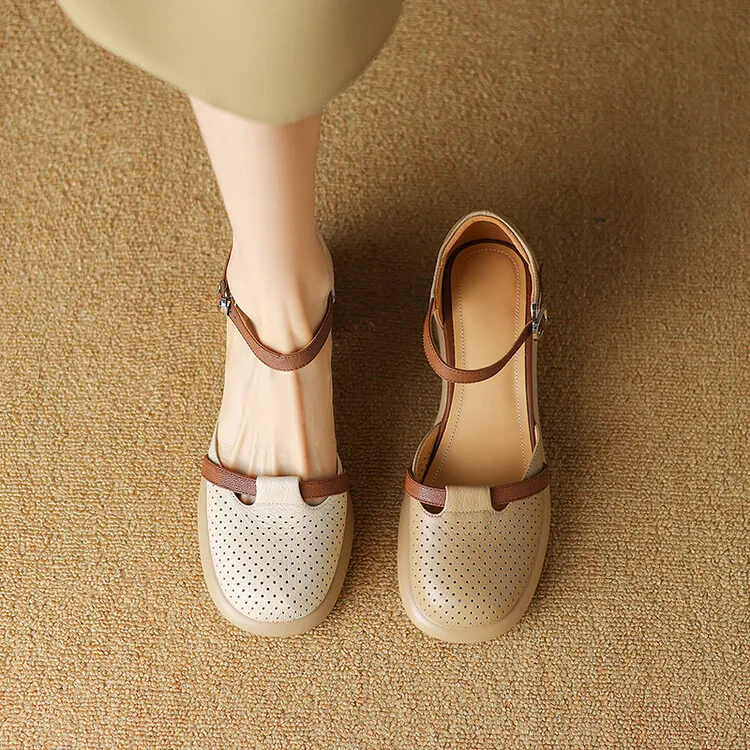 Spring/Summer Sandals, Chunky Heel, High Heel, Platform, Round Toe, Color Block Fashion Shoes, Women's Size 33-18b