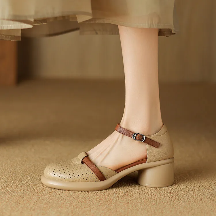 Spring/Summer Sandals, Chunky Heel, High Heel, Platform, Round Toe, Color Block Fashion Shoes, Women's Size 33-18b