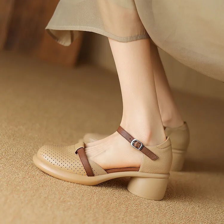 Spring/Summer Sandals, Chunky Heel, High Heel, Platform, Round Toe, Color Block Fashion Shoes, Women's Size 33-18b