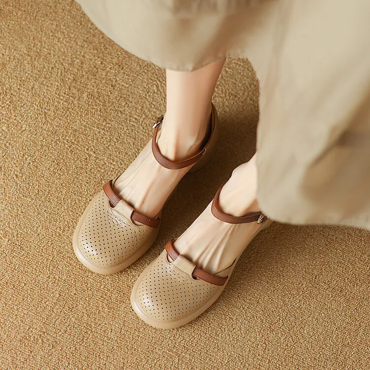 Spring/Summer Sandals, Chunky Heel, High Heel, Platform, Round Toe, Color Block Fashion Shoes, Women's Size 33-18b
