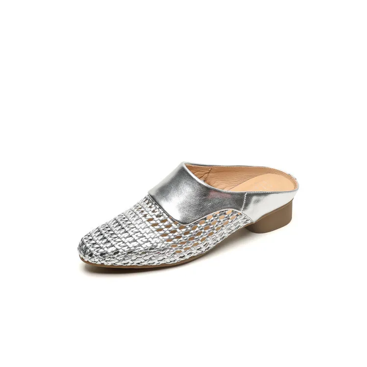 Spring/Summer Round Toe Closed-Toe Slippers Chunky Heel High Heel Openwork Fashion Women's Shoes 33-18f