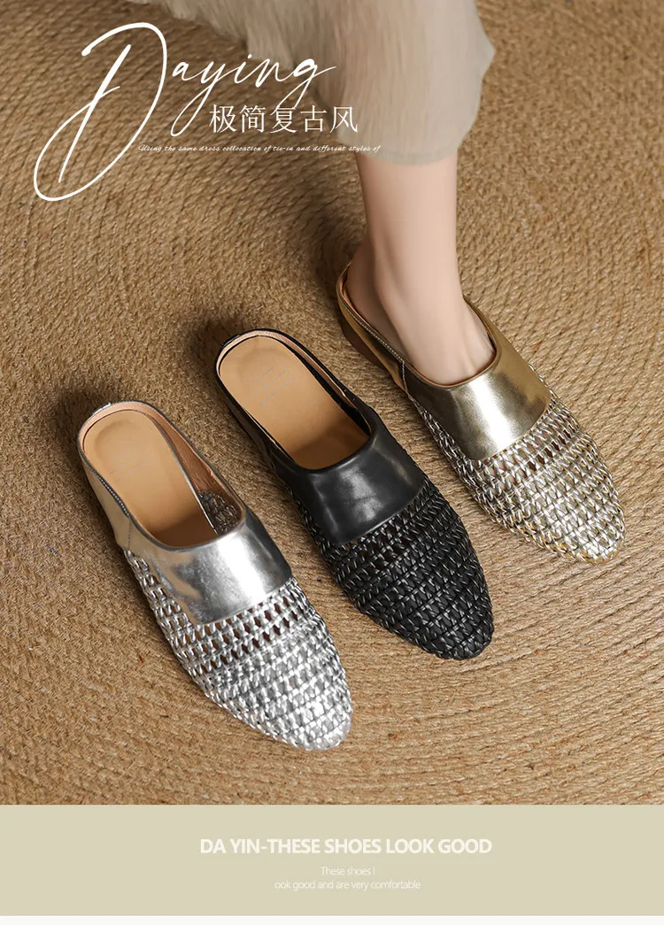 Spring/Summer Round Toe Closed-Toe Slippers Chunky Heel High Heel Openwork Fashion Women's Shoes 33-18f