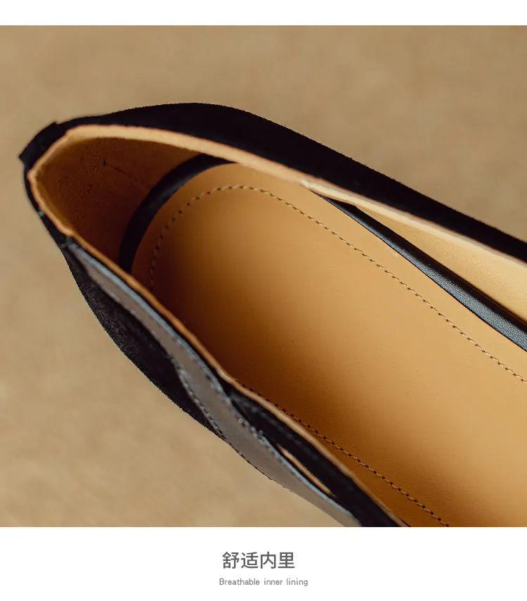 Women's flat shoes with a low heel, featuring a snakeskin print, color blocking, and openwork design, perfect for spring and autumn commuting. Sizes 34-40
