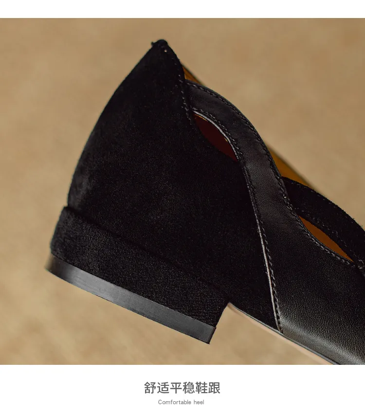 Women's flat shoes with a low heel, featuring a snakeskin print, color blocking, and openwork design, perfect for spring and autumn commuting. Sizes 34-40