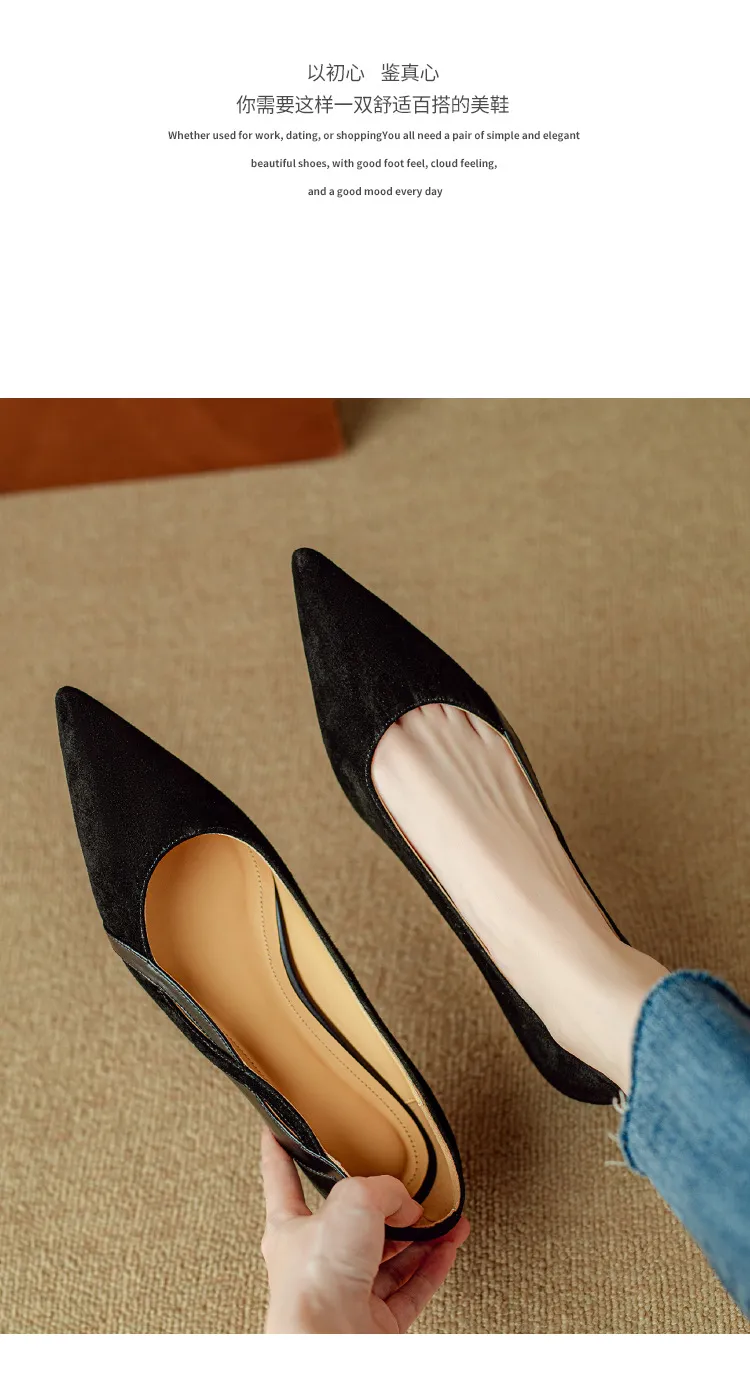 Women's flat shoes with a low heel, featuring a snakeskin print, color blocking, and openwork design, perfect for spring and autumn commuting. Sizes 34-40