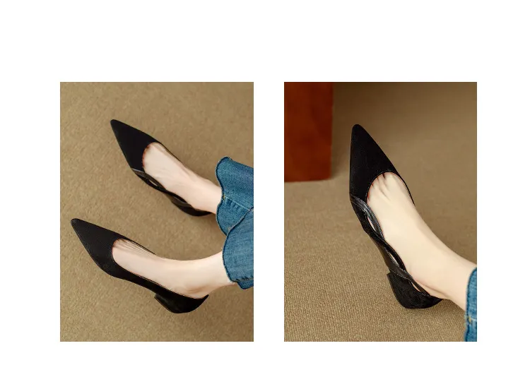 Women's flat shoes with a low heel, featuring a snakeskin print, color blocking, and openwork design, perfect for spring and autumn commuting. Sizes 34-40