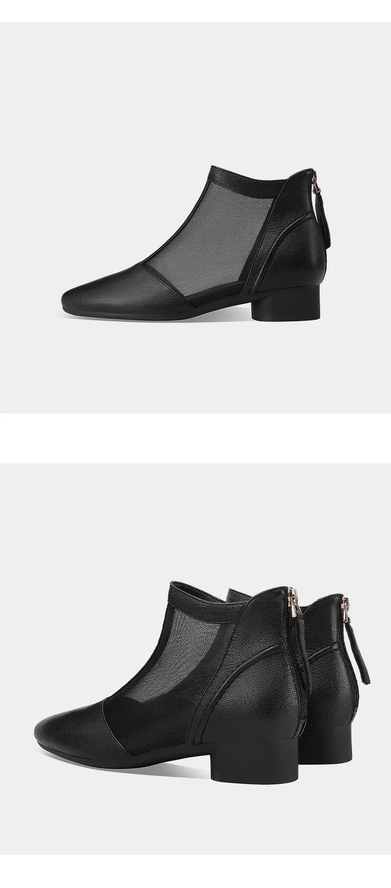 Soft-soled sheepskin retro hollowed-out breathable mesh sandals, summer flat ankle boots, spring and autumn single boots, women's shoes