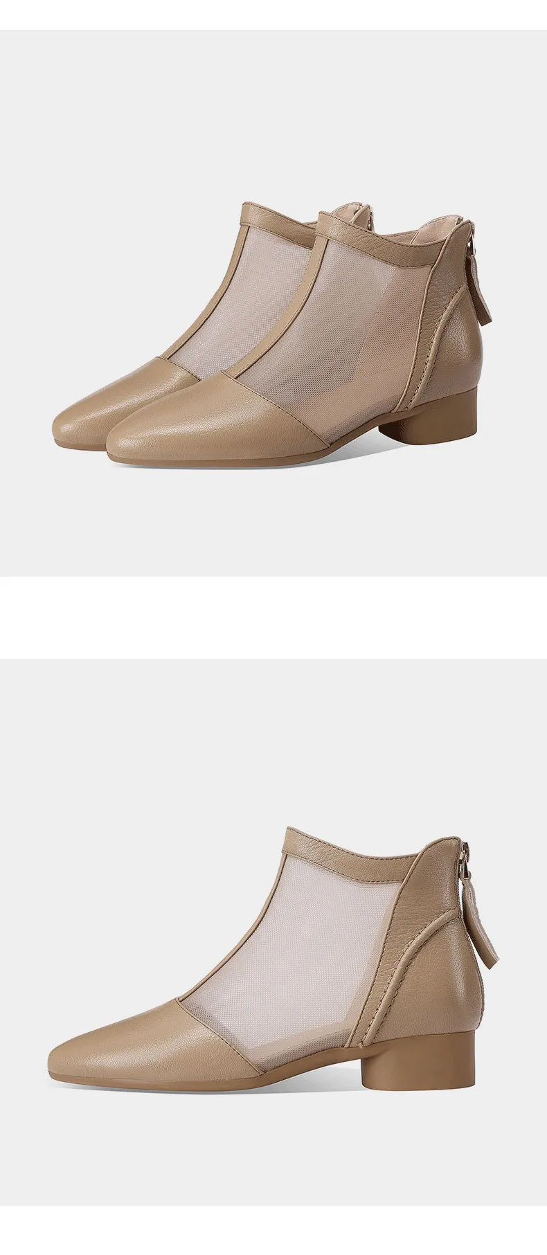 Soft-soled sheepskin retro hollowed-out breathable mesh sandals, summer flat ankle boots, spring and autumn single boots, women's shoes