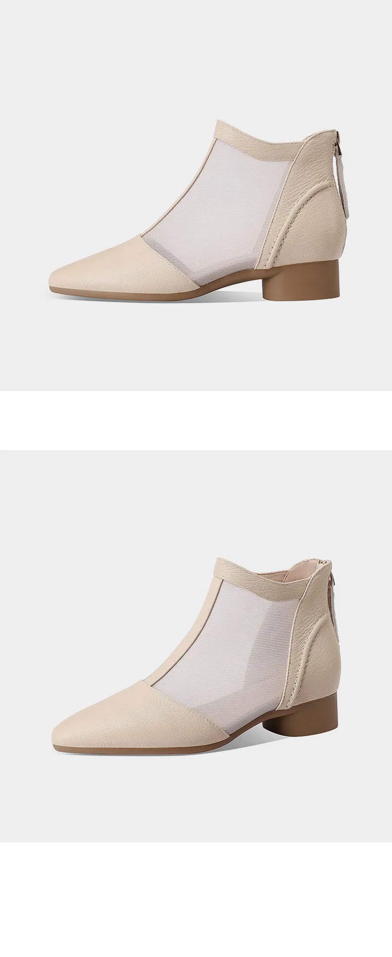 Soft-soled sheepskin retro hollowed-out breathable mesh sandals, summer flat ankle boots, spring and autumn single boots, women's shoes