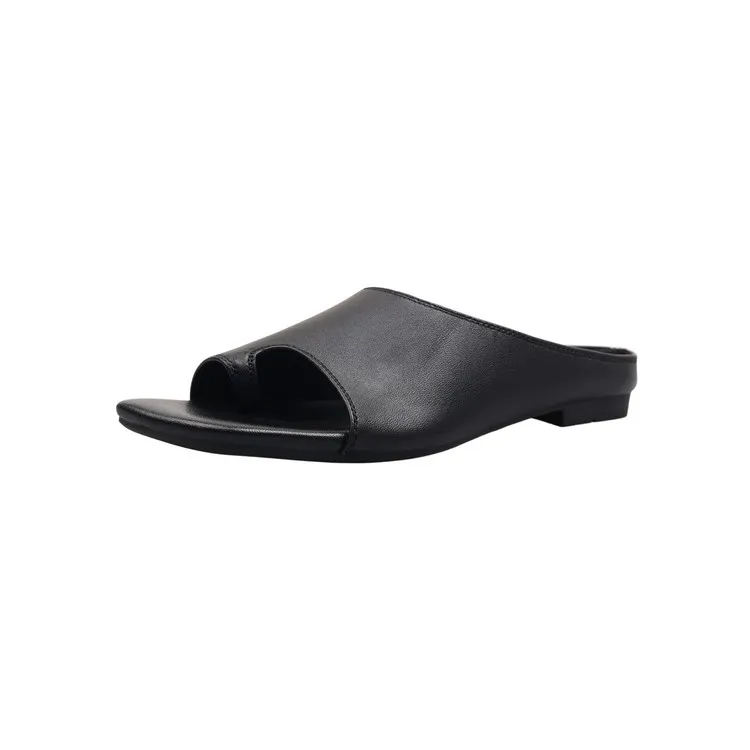 Spring/Summer Square Toe Slippers, Comfortable Sheepskin Fashion Women's Shoes 04-05a
