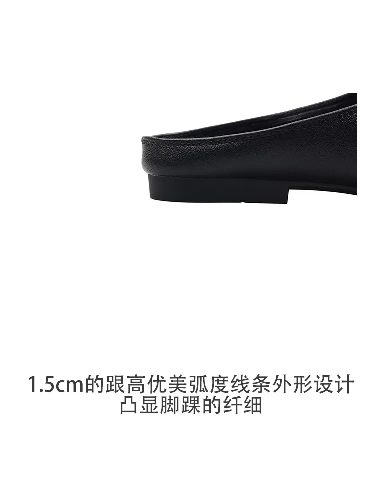Spring/Summer Square Toe Slippers, Comfortable Sheepskin Fashion Women's Shoes 04-05a