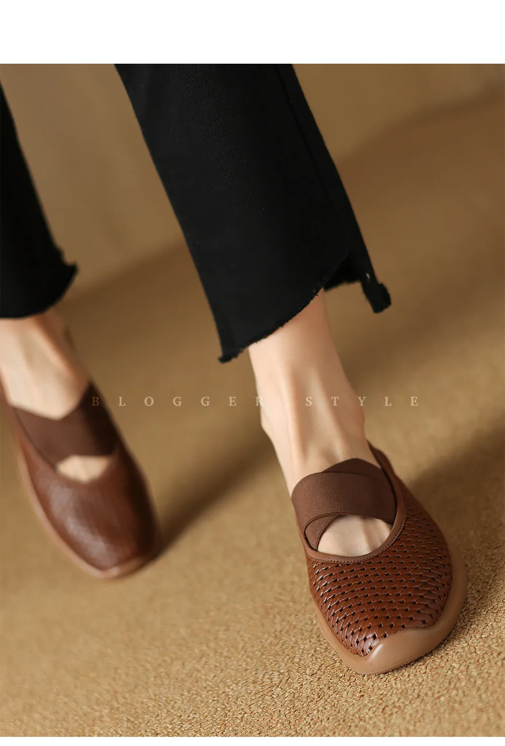 Spring/Summer Openwork Sandals, Round Toe, Sheepskin Casual Comfort Women's Shoes