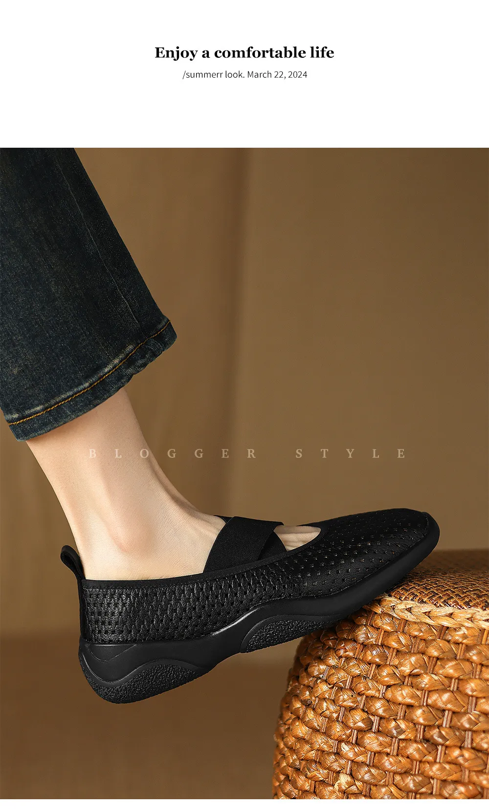 Spring/Summer Openwork Sandals, Round Toe, Sheepskin Casual Comfort Women's Shoes