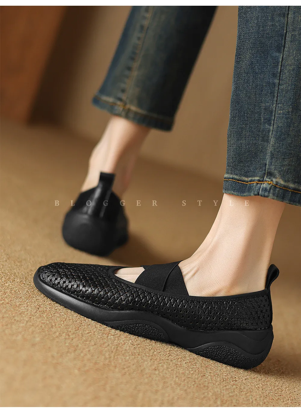 Spring/Summer Openwork Sandals, Round Toe, Sheepskin Casual Comfort Women's Shoes